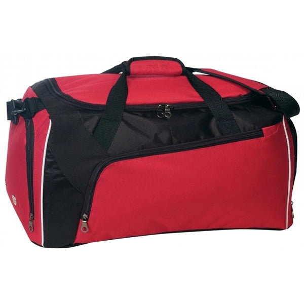 Deluxe Ripstop Poly Duffel Bag with Shoe Storage 23.5" - Item #5499 - Red-Black