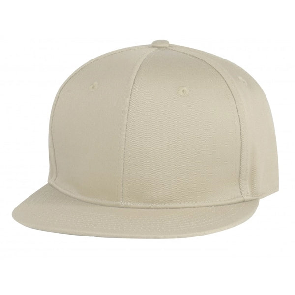 6-Panel Constructed Chino Cotton Twill Flat Bill Snapback Cap - Item #C2423 - Khaki
