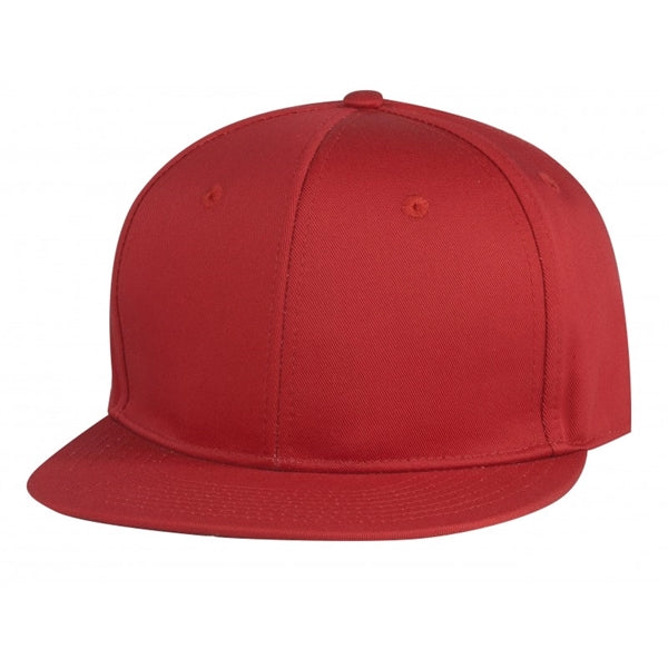 6-Panel Constructed Chino Cotton Twill Flat Bill Snapback Cap - Item #C2423 - Red