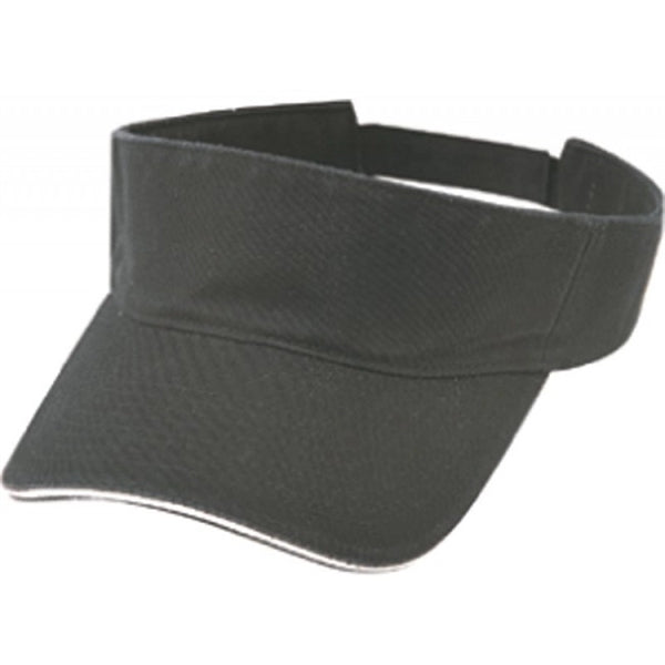 Pro Style Washed Cotton Twill Visor with Sandwich Bill - Item #C2430 - Black-White