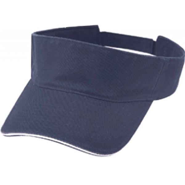 Pro Style Washed Cotton Twill Visor with Sandwich Bill - Item #C2430 - Navy Blue-White