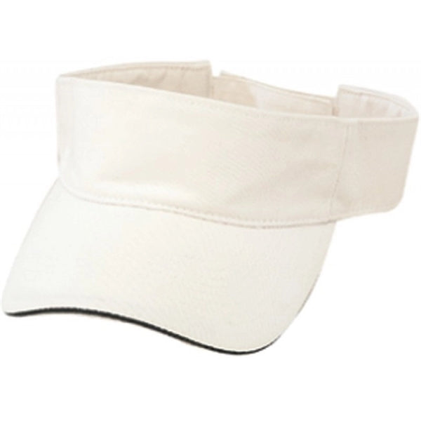 Pro Style Washed Cotton Twill Visor with Sandwich Bill - Item #C2430 - White-Black