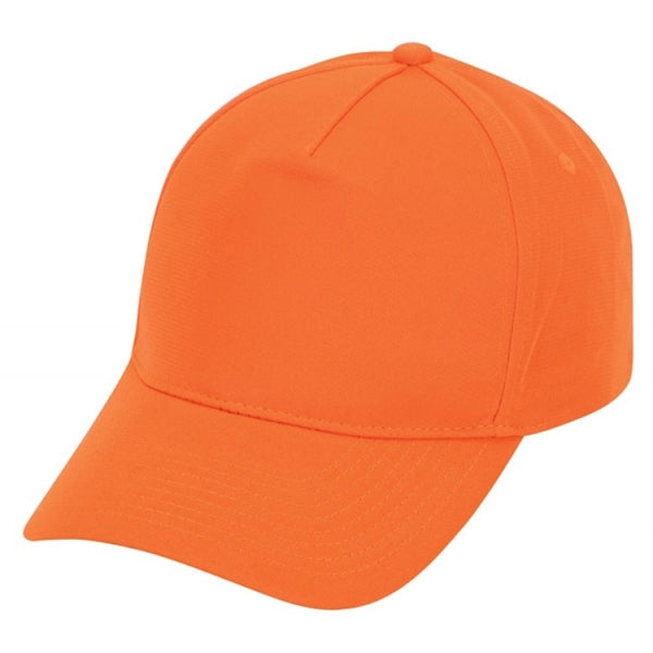 Flame Orange 5-Panel Low Crown Poly Cap, Pre-Curved Visor - Item #C9103