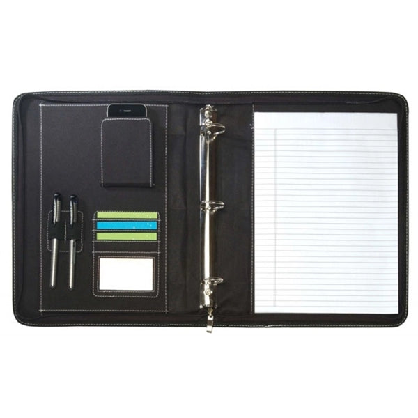 Leatherette Zippered Binder Padfolio - Item #617
