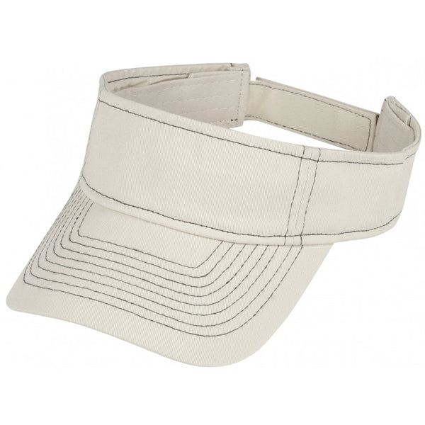 Pro Style Washed Cotton Twill Visor, Hook & Loop Strap - Item #C2418 - Tan-Black