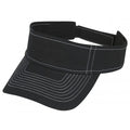 Pro Style Washed Cotton Twill Visor, Hook & Loop Strap - Item #C2418 - Black-White