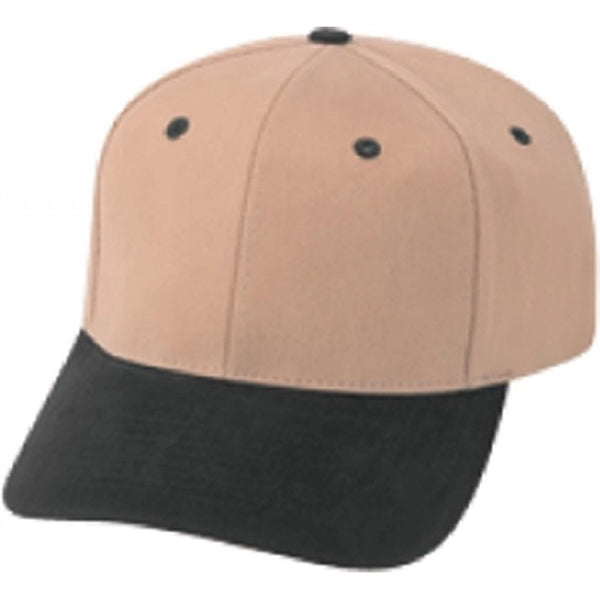 Pro Style Constructed 6-Panel Cotton Twill Snapback Cap - Item #C1501 - Black-Khaki