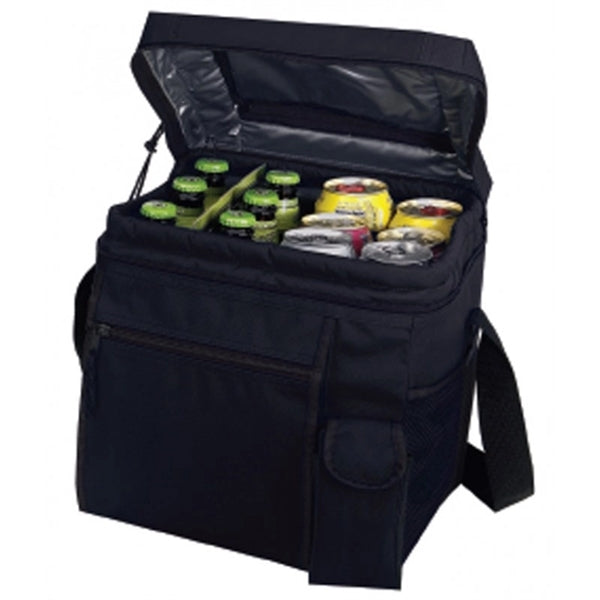 24-Pack 600D Poly Cooler with Top Access & Phone Pocket - Item #400 - Black
