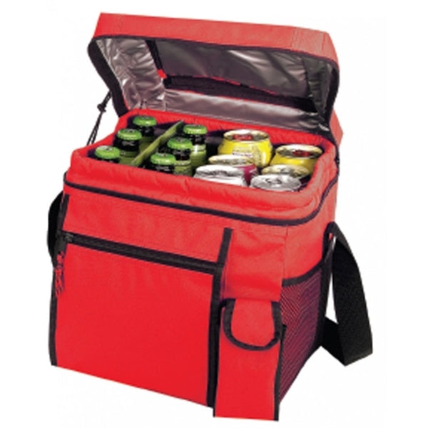 24-Pack 600D Poly Cooler with Top Access & Phone Pocket - Item #400 - Red