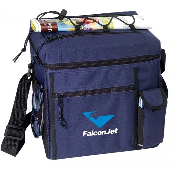 24-Pack 600D Poly Cooler with Top Access & Phone Pocket - Item #400 - Navy