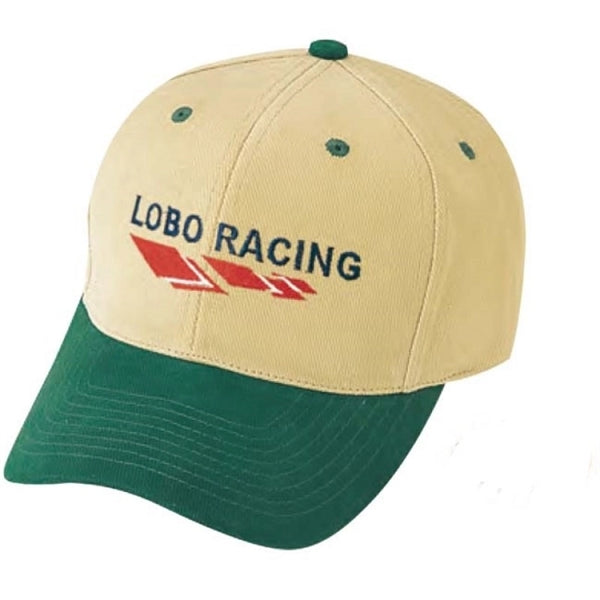 Low Crown Structured 6-Panel Heavy Brushed Cotton Cap, Hook & Loop - Item #C1305 - Green-Khaki