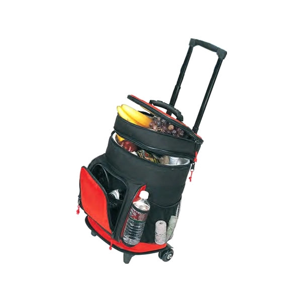 Deluxe 20-Can Ripstop Rolling Cooler Bag - Item #465 - Red-Black
