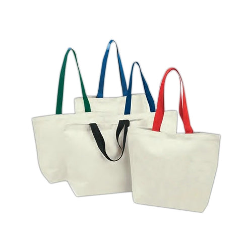 13 oz Cotton Canvas Tote Bag with Color Handles - Item #4222 - Natural-Royal
