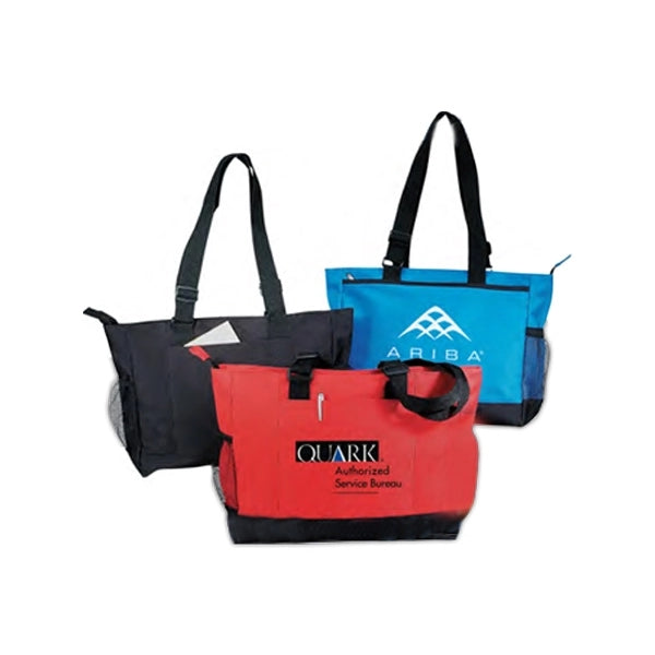 Wide 600D Poly Zippered Tote Bag 20" - Item #4201 - Black