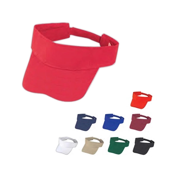 Pro Style Storm Heavy Cotton Twill Visor, Hook & Loop - Item #C2412 - Red