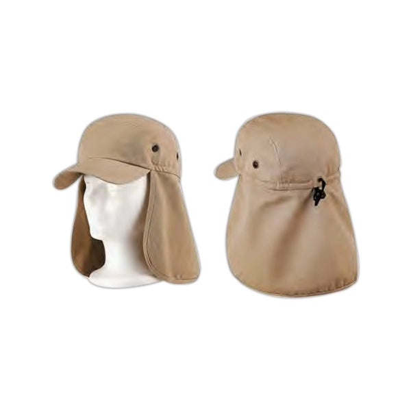 Fitted Khaki Cotton Twill Cap with Ear Flaps - Item #C3005 - Khaki