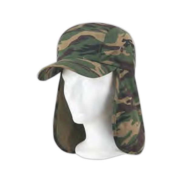 Fitted Camo Cotton Twill Foreign Legion Cap with Ear Flaps - Item #C3006 - Camouflage