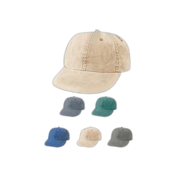 Low Crown Unstructured Brushed Washed Cotton Cap, Brass Buckle - Item #C1208 - Black