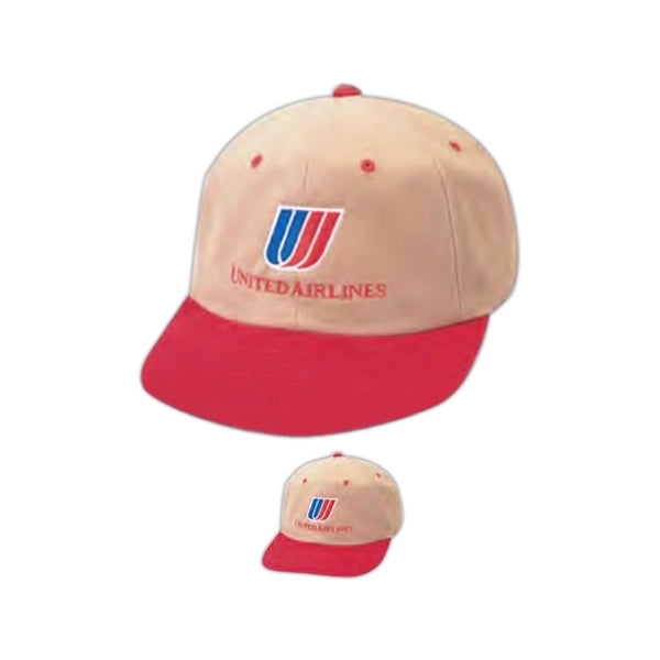 Low Crown Unstructured Heavy Brushed Cotton Cap, Brass Buckle - Item #C1306 - Red-Khaki