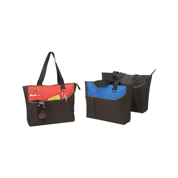 600D Poly Tote Bag with Zipper 15.5" - Item #4900 - Black