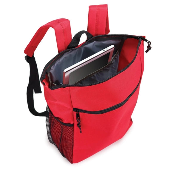 Wide-Open 600D Poly Computer Backpack - Item #Q2225 - Red