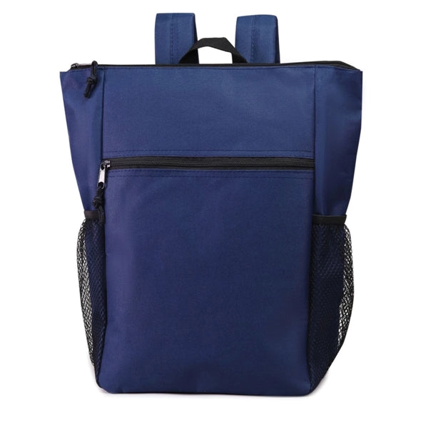 Wide-Open 600D Poly Computer Backpack - Item #Q2225 - Navy