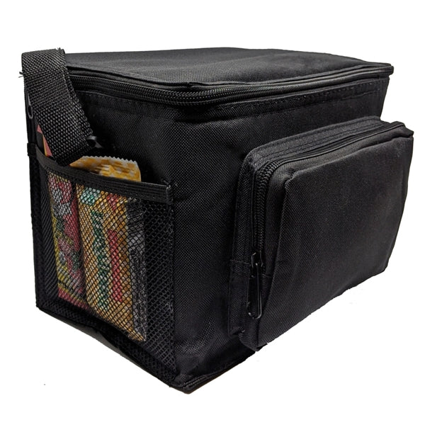 6-Pack 600D Poly Cooler Bag with Front & Side Pockets - Item #460