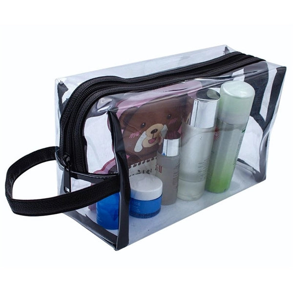 Clear Vinyl Toiletry Travel Kit with Leatherette Accent - Item #Q1115