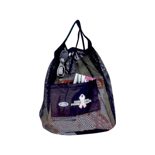 Nylon Mesh Drawstring Tote Bag with Gusset - Item #4207 - Black