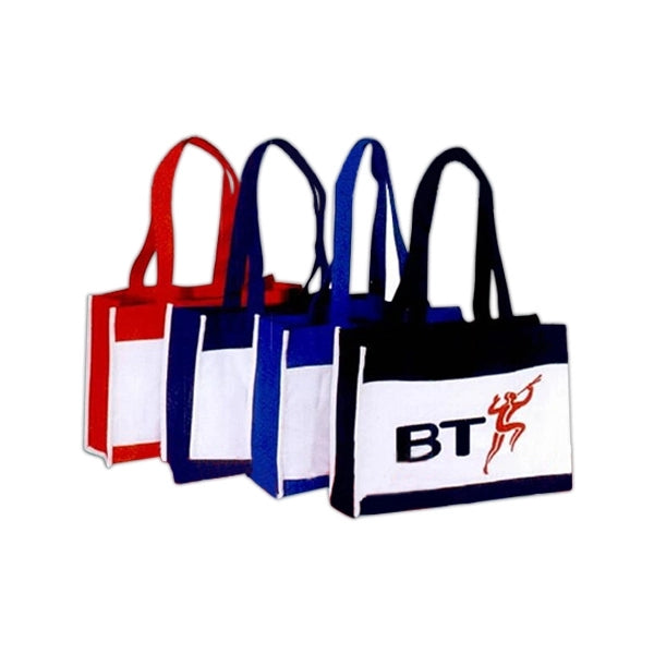 Two-Tone 600D Poly Tote Bag 16" - Item #S4303 - White-Royal