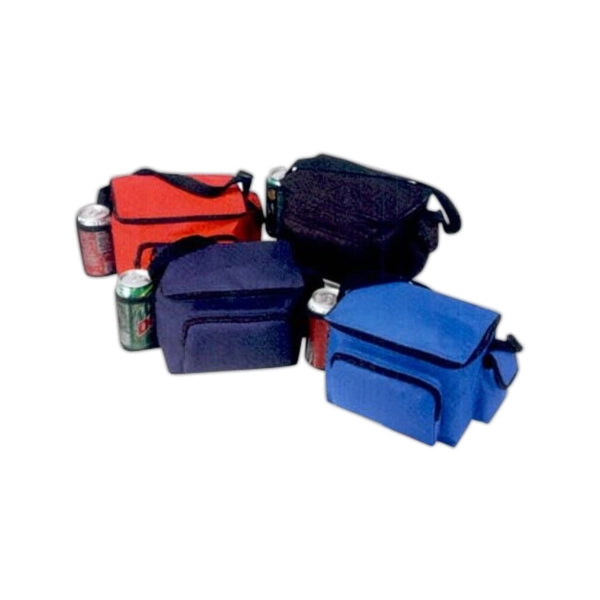 6-Pack 600D Poly Cooler with Bottle Holder & Phone Pouch - Item #458