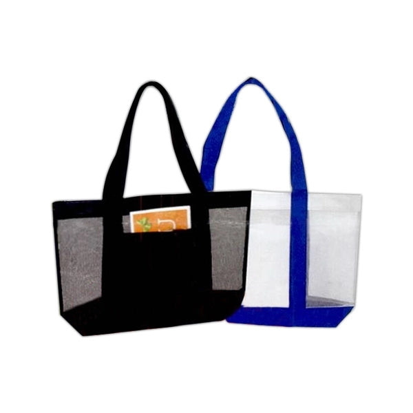 Nylon Mesh Tote Bag with Zipper - Item #4907 - Black