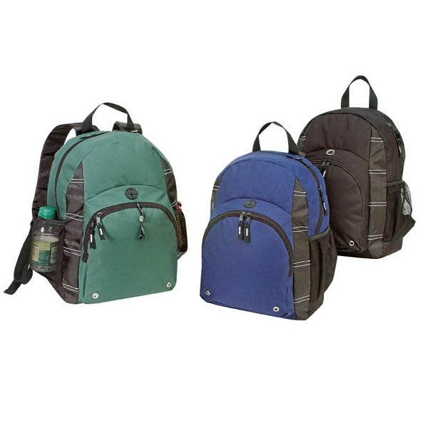 600D Poly Backpack with Dual Side Pockets - Item #976 - Black