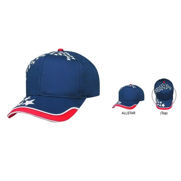 All Star 6-Panel Cotton Twill Cap, Leather Strap & Brass Buckle - Item #C1109 - Navy Blue
