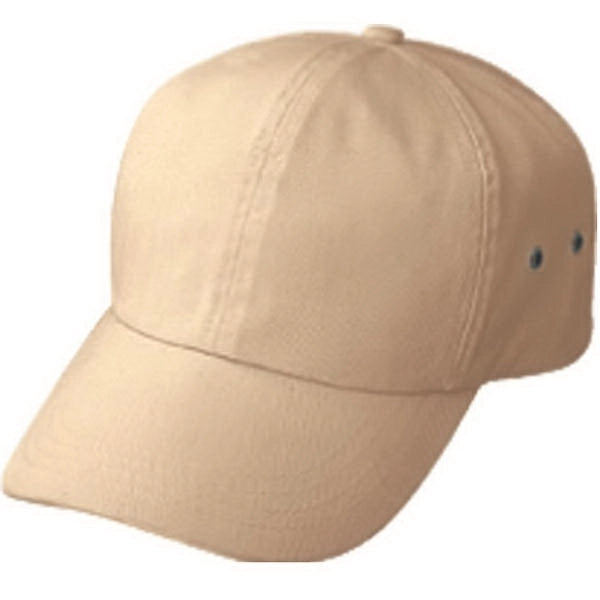 Low Crown Unstructured Washed Cotton Polo Cap, Brass Eyelets - Item #C1204 - Khaki
