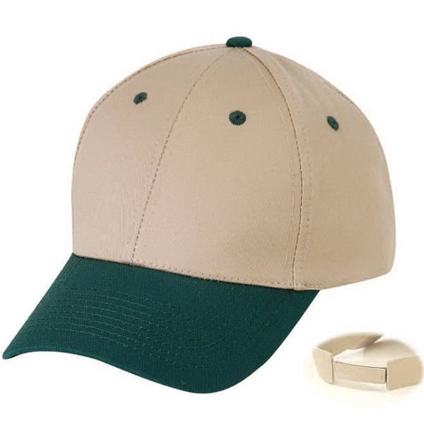 Low Crown Constructed 6-Panel Cotton Twill Cap, Hook & Loop - Item #C1605 - Dark Green-Khaki