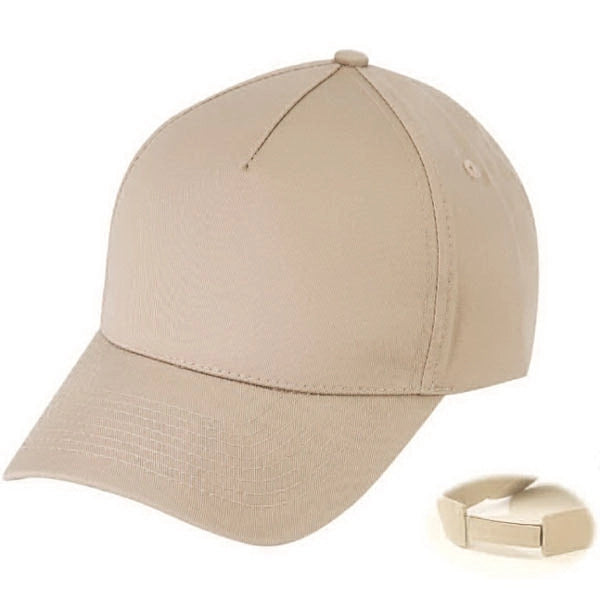 Low Crown Constructed 5-Panel Cotton Twill Cap, Hook & Loop - Item #C1606 - Khaki