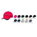 Low Crown 6-Panel Light Brushed Cotton Cap, Hook & Loop - Item #C1612 - Black-Red